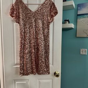 Sequin Mini Dress in Rose Gold